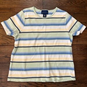 Charter Club Striped Crewneck Tee - Mint, Light Blue, Pale Yellow, Navy